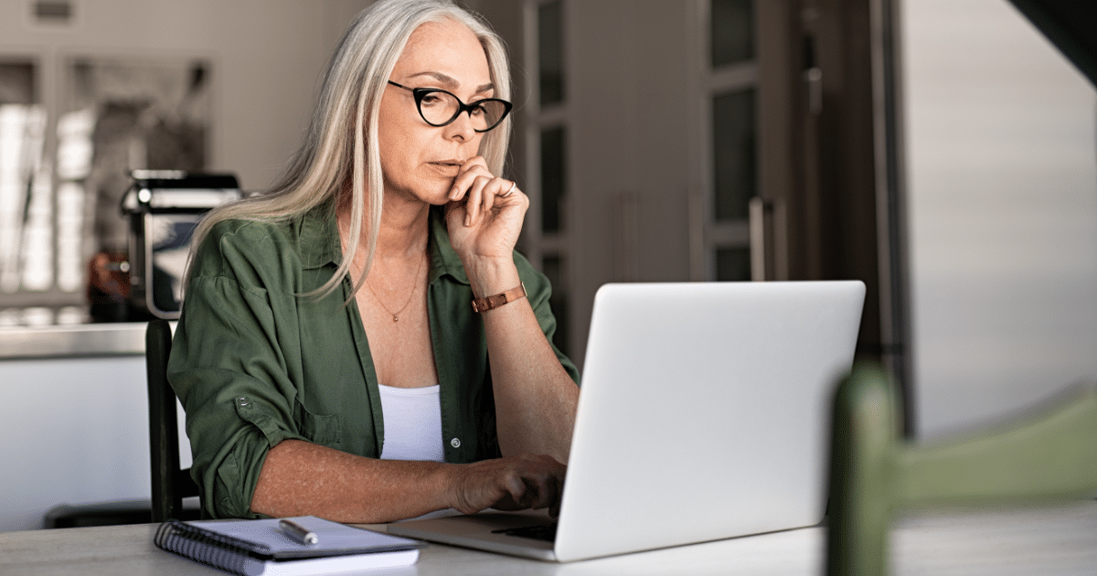 female looking at computer wondering what to do with new lead
