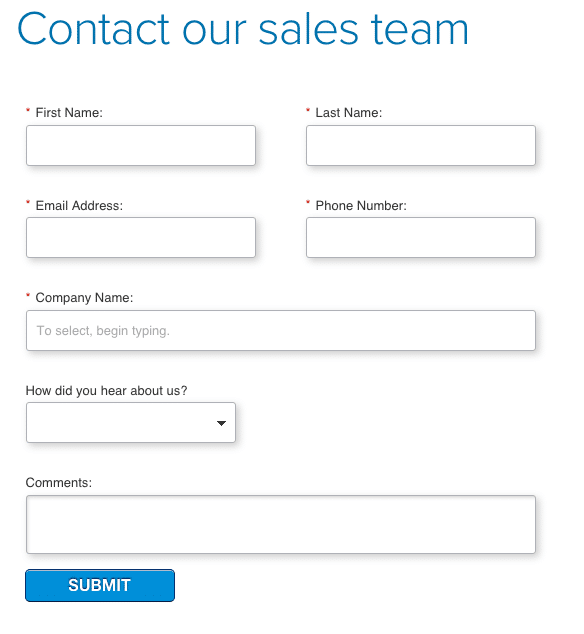 Sales Contact Form