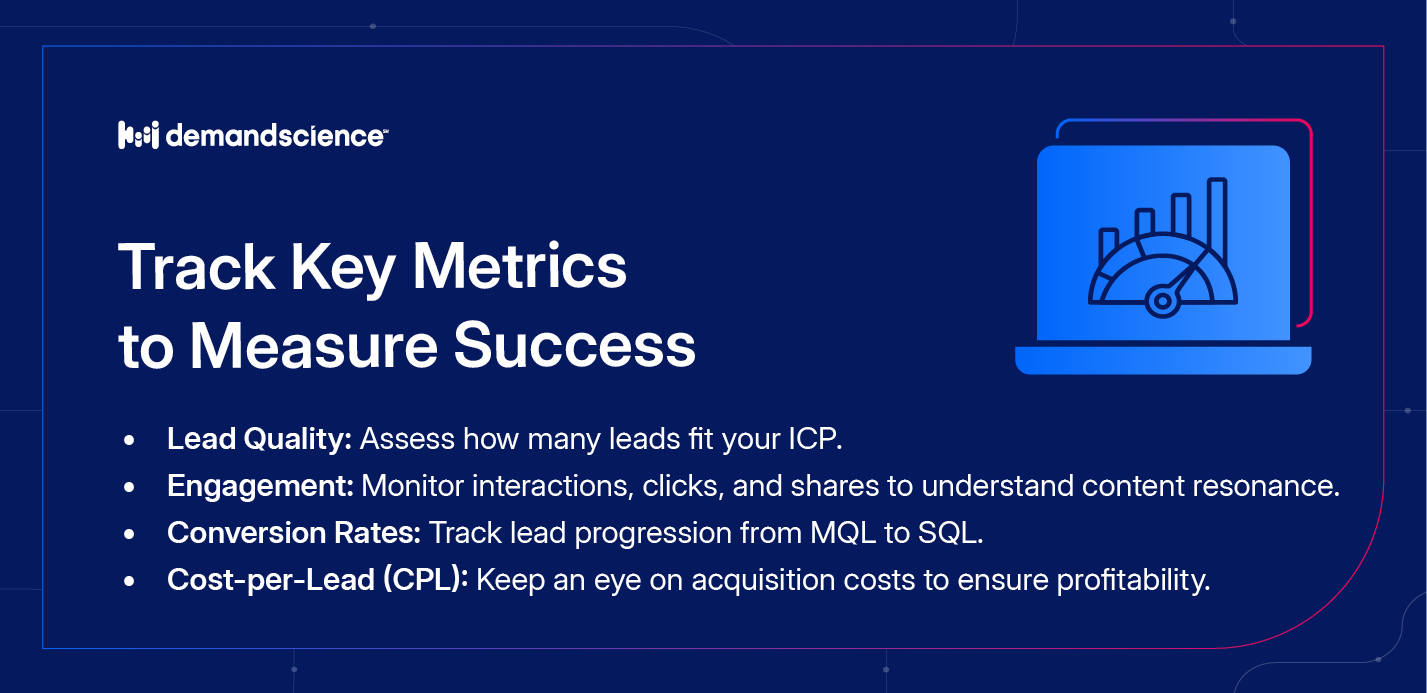 A list of important key metrics for content syndication.